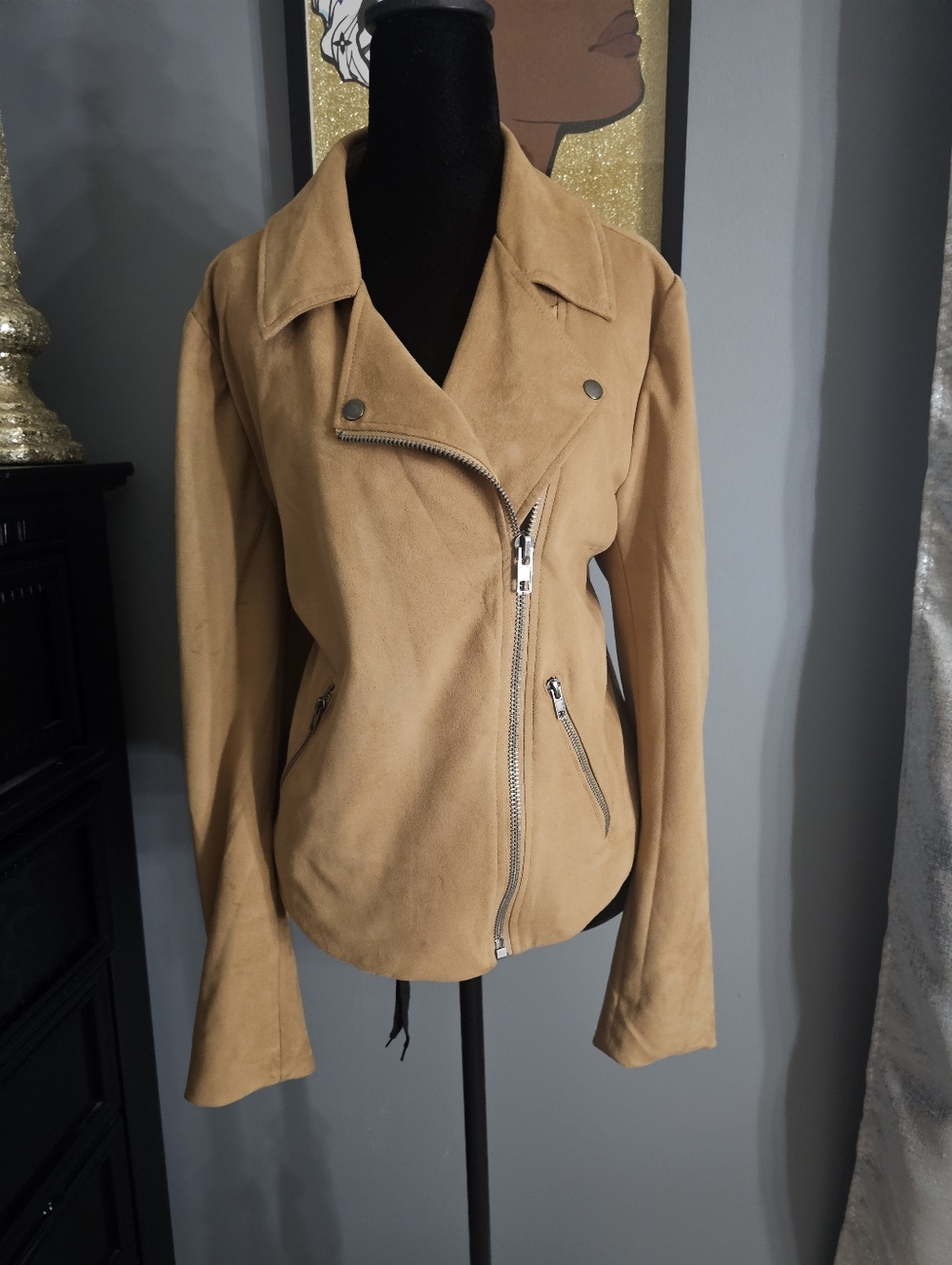 torrid Tan Suede-Look Moto Jacket